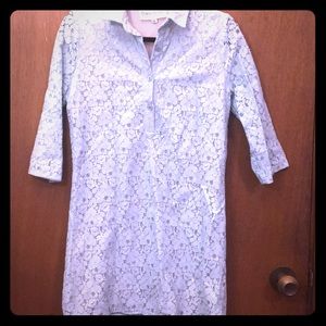 Mint Green Floral Lace Shirt Dress